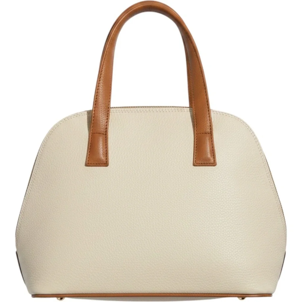 Valentina Italia Cream Pebbled Leather Satchel Bag Made in Italy Project Flawed